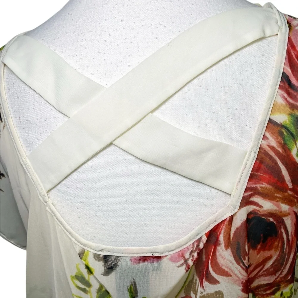 Wet Seal Pink and Cream Floral Semi Sheer Blouse - Picture 7 of 14
